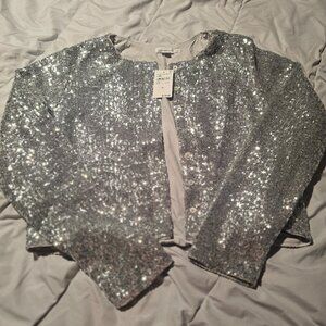 Good American Silver Sequin Cardigan NWT Size 3XL